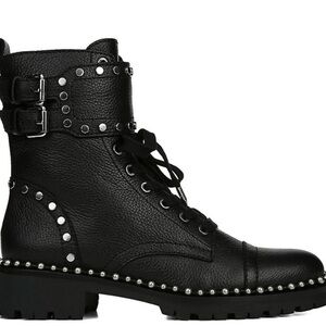 Sam Edelman Black Studded Combat Boots